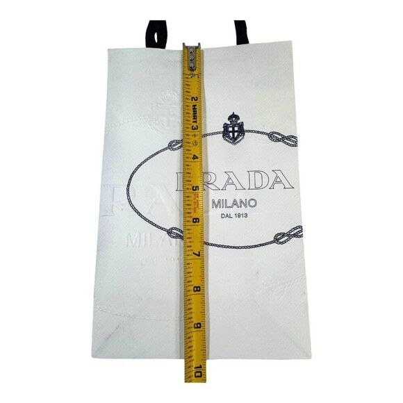 Prada Milano White Paper Gift Bag With Ribbon Handles Authentic Scarf Jewelry - Picture 5 of 5